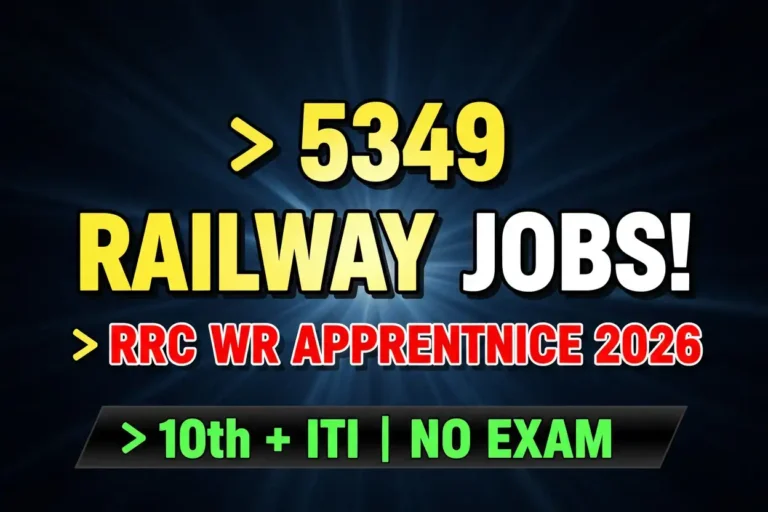Text-only thumbnail showing “5349 Railway Jobs – RRC WR Apprentice 2026 – 10th + ITI – No Exam”