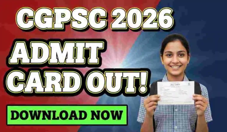 CGPSC Manager Admit Card 2026 thumbnail showing admit card out download now with student holding hall ticket cutout