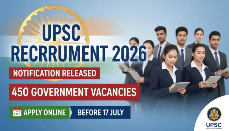 UPSC Recruitment 2026 notification released for 450 vacancies including Drug Inspector, Assistant Engineer and Legal Officer posts. Apply online
